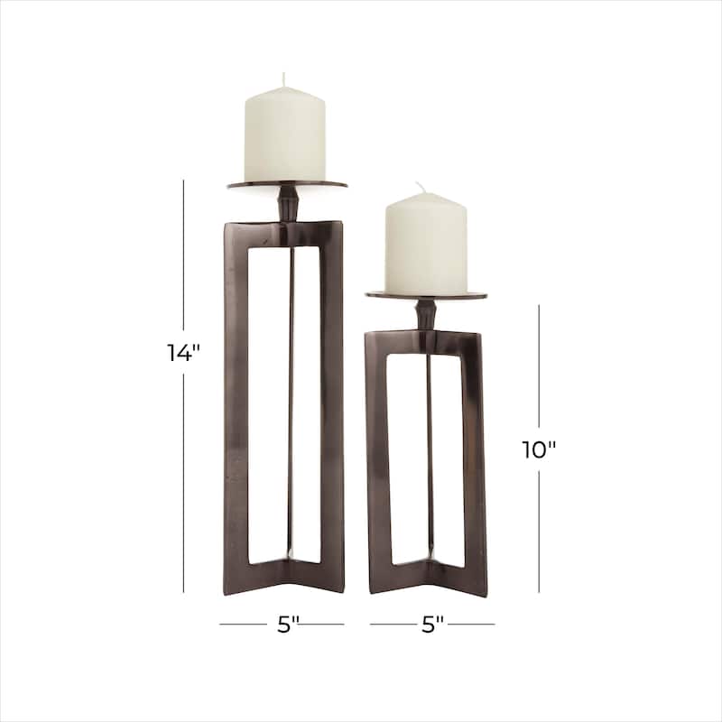CosmoLiving by Cosmopolitan Aluminum Contemporary Candle holders 10 x 4 x 5 - S/2 10", 14"H