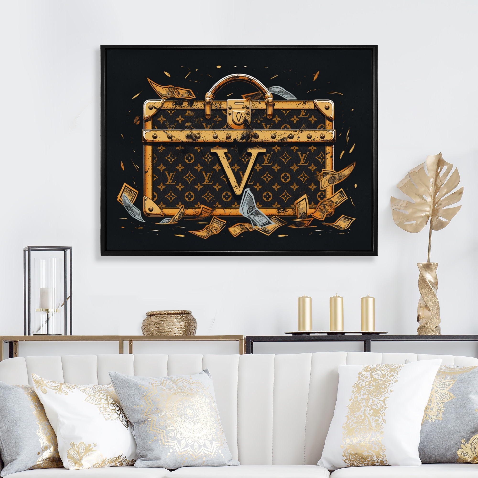 Designart Gold Luxury Handbags Fashion Framed Canvas Print - Bed Bath &  Beyond - 38048057