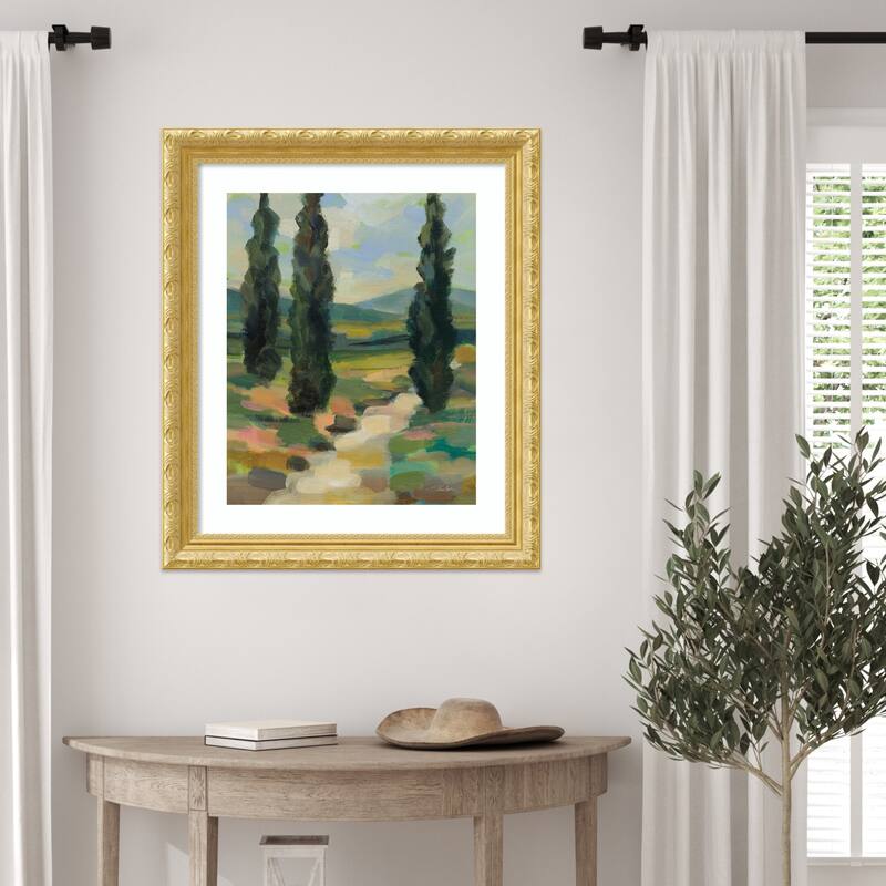 Path in Tuscany by Silvia Vassileva Wood Framed Wall Art Print - Versailles Gold