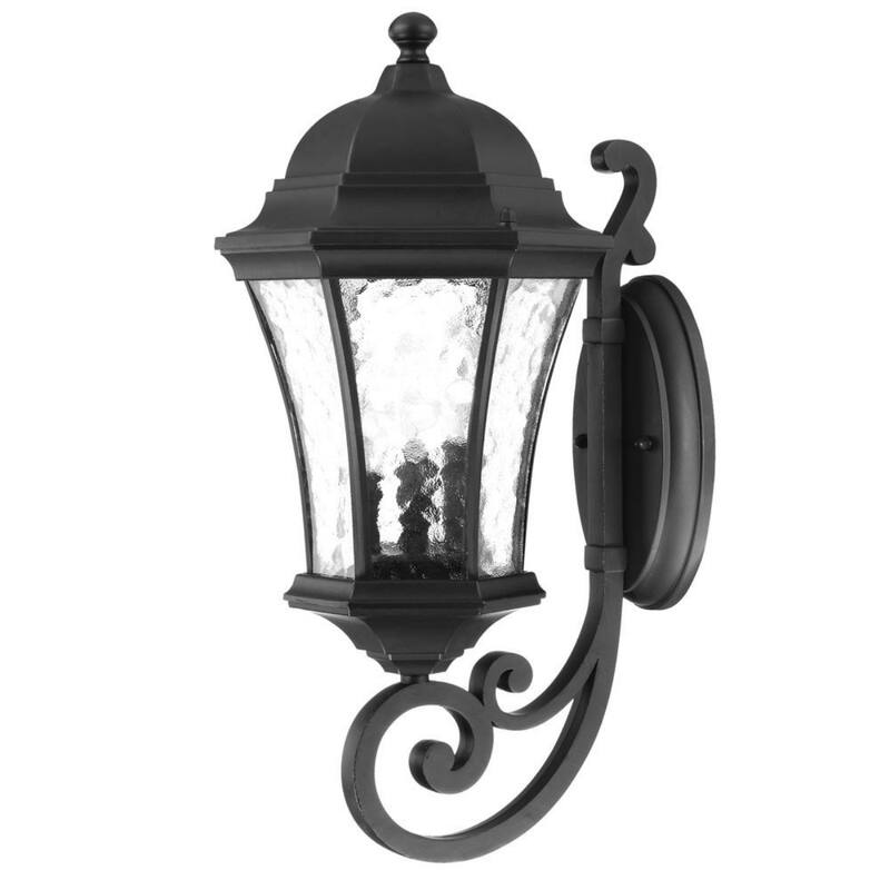 Glass Flush Mount Outdoor Wall Light with 3 Light Lantern Design - 11” x 9.25” x 19.5” (D x W x H)