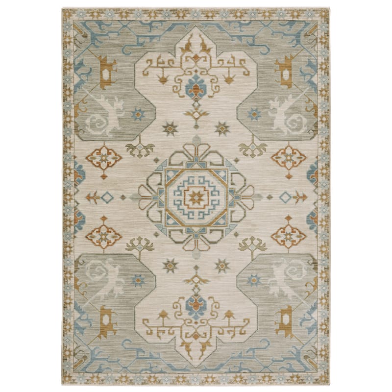 Meadow Bohemian Old World Inspired Grey/ Blue Area Rug - Beige/ Grey - 2' 3" x 7' 6" - Runner