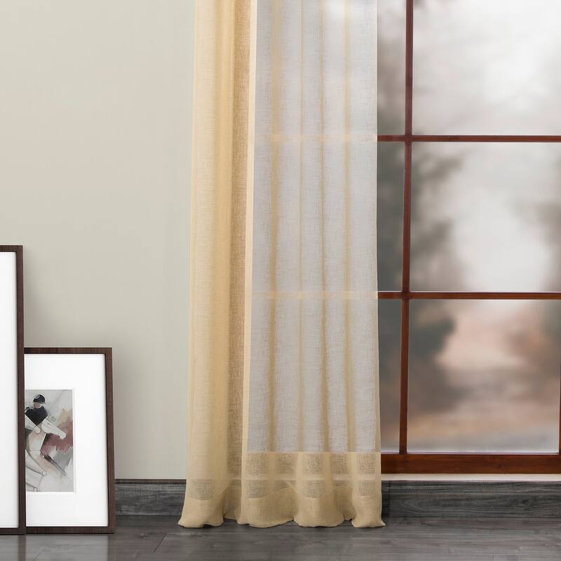 Exclusive Fabrics Grommet Solid Faux-linen Sheer Curtain (1 Panel)
