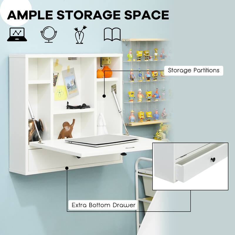 Costway Wall-Mount Floating Desk Foldable Space Saving Laptop - See details