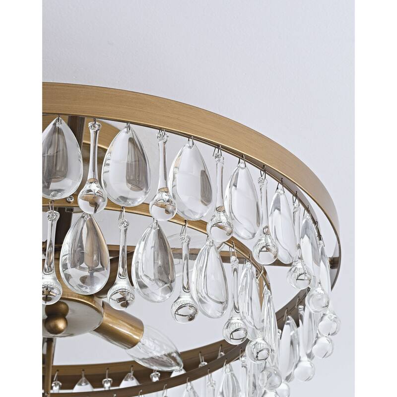 Viviana 4-light Crystal Teardrop Round Flush Mount