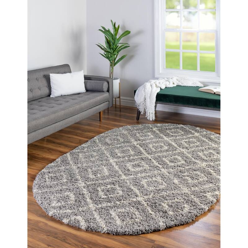 Shag Olido Collection Area Rug - 7'10"x10' Oval - Gray