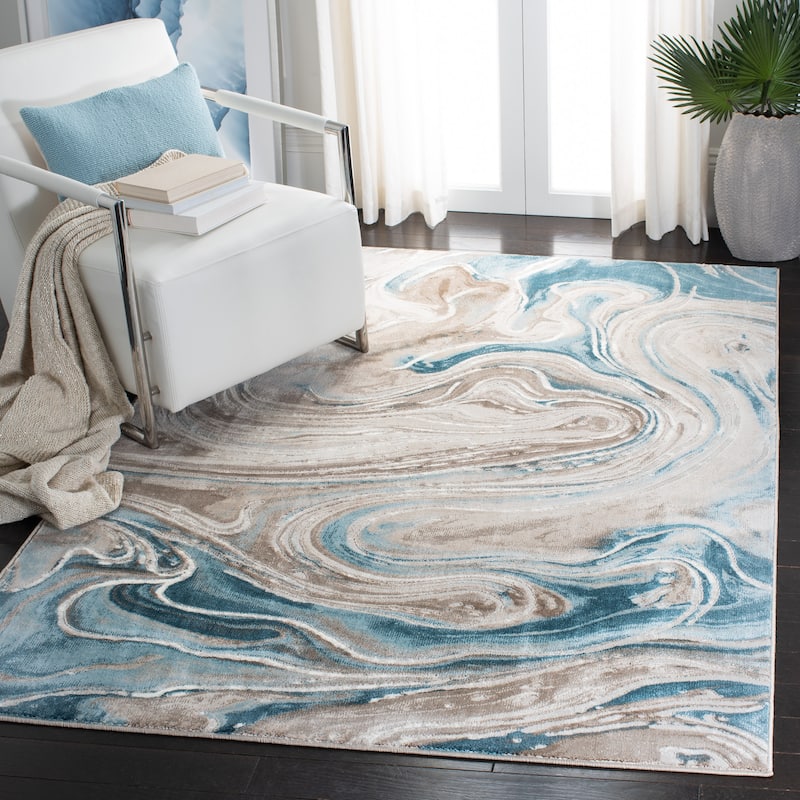 SAFAVIEH Meadow Gundela Modern Abstract Rug - 9'  x  12' - Beige/Blue - Rectangle