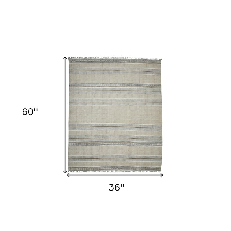 Qaji Distressed Geometric Area Rug By HomeRoots - 3' x 5'
