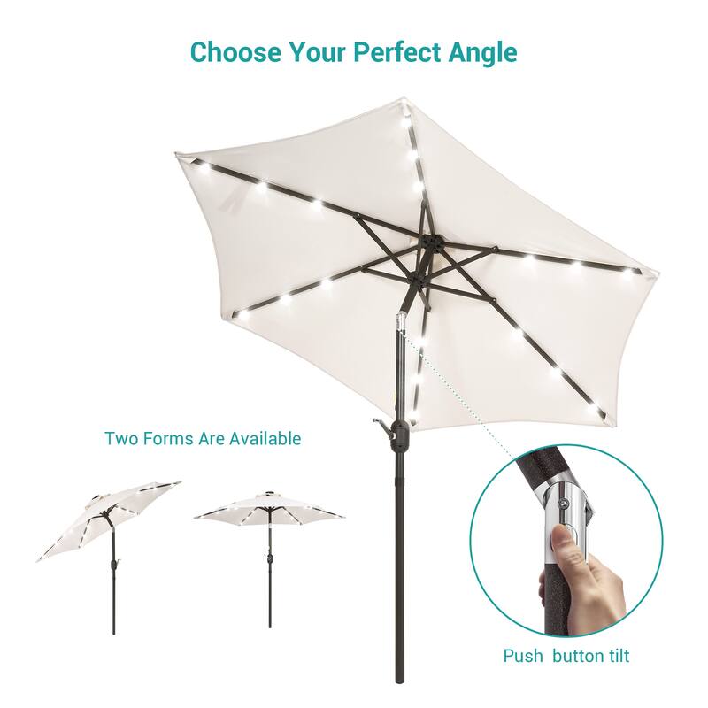 BONOSUKI 7.5ft LED Patio Umbrella Table Umbrellas,with Tilt and Crank