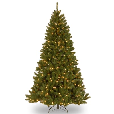 National Tree Company 7.5 ft. North Valley Spruce Hinged Tree with 550 Low Voltage, Dual White/Multi-Colored LED Lights