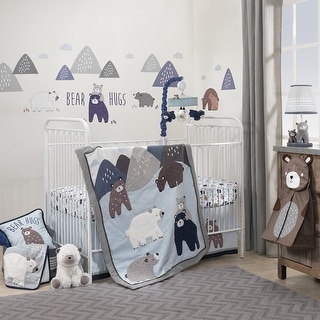 Lambs & Ivy Signature Montana Blue/Gray Woodland 5-Piece Baby Crib Bedding Set