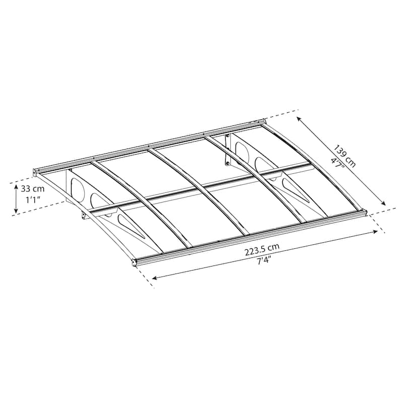 Bordeaux 5 ft. White/Diffused Door and Window Awning