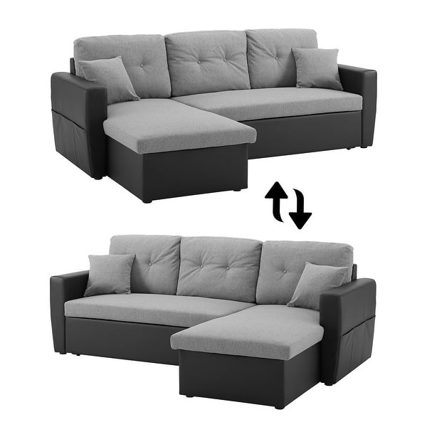 86 6 Reversible Sofa Bed With Storage Sleeper Sectional Couch Overstock 30684501