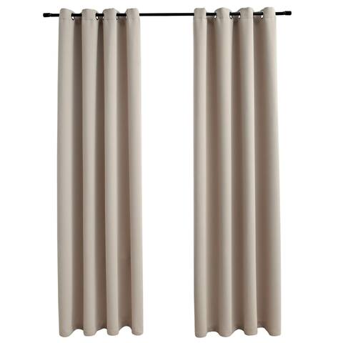 vidaXL Blackout Curtains with Rings 2 pcs Beige 54"x63" Fabric
