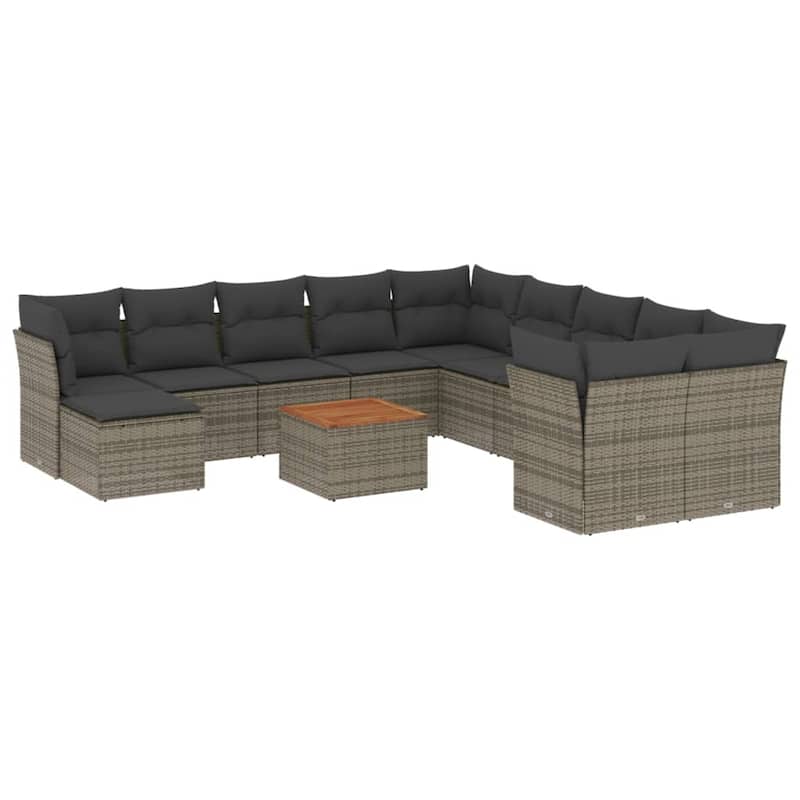vidaXL Patio Sofa Set with Cushions Outdoor Furniture 12 Piece Poly Rattan - 24.4 x 24.4 x 27.2