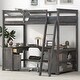 preview thumbnail 2 of 28, Full Loft Bed with U-shaped Desk, Storage Shelves, and Drawers, Antique Brown
