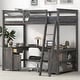 preview thumbnail 10 of 16, Full Size Loft Bed with U-shaped Desk, Drawers and Storage Shelves, White Grey