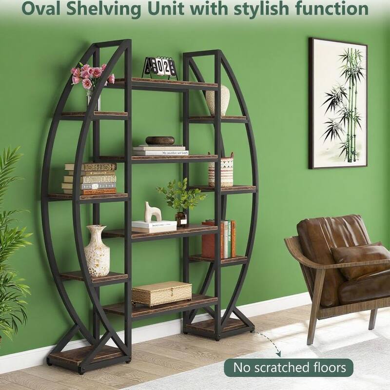 Metal and MDF 12 Shelf Half-Moon Plant Stand with Wide Display - 49.08” x 11.81” x 69.48”