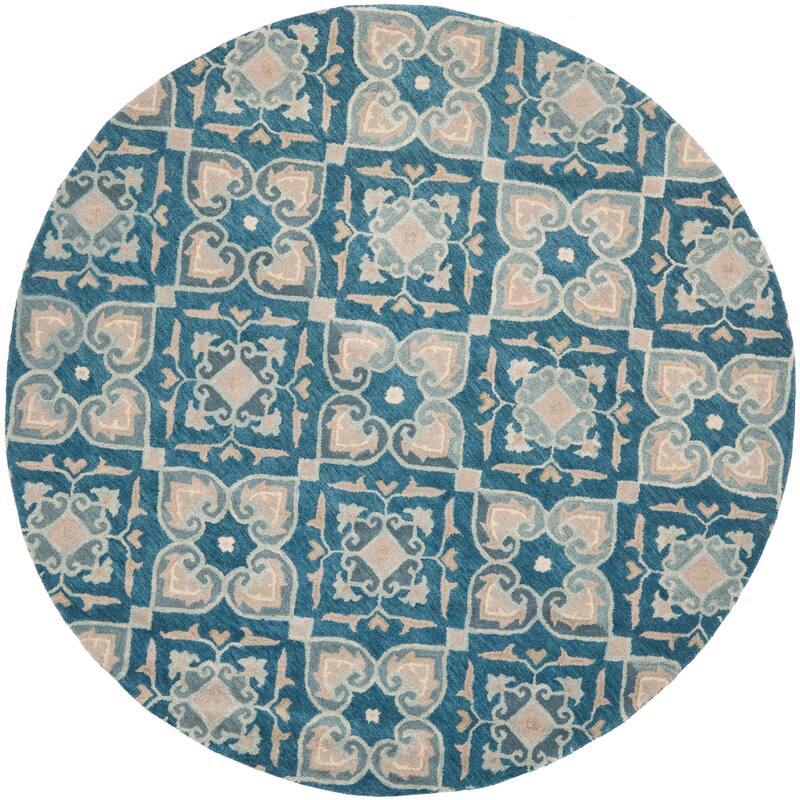 SAFAVIEH Handmade Wyndham Kimberlie Modern Wool Rug - 7' Round - Blue/Grey