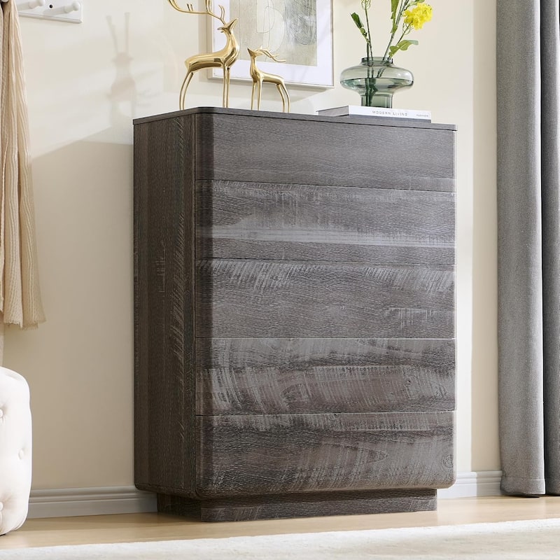 Modern 5 Drawer Dresser for Bedroom, Handle-less Wooden Dressers