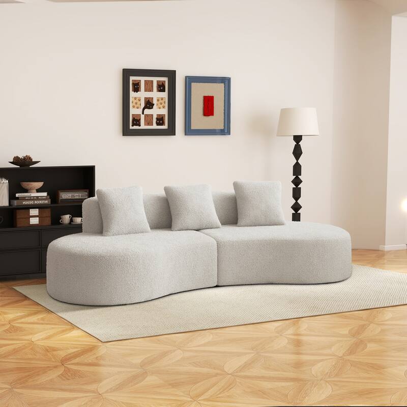109" Upholstered Frameless Sofa Raindrop Velvet Curved Couch for Living Room, Apartment, Home Decor