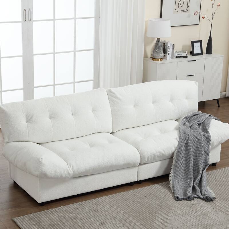 Cloud Style Teddy Velvet Fabric Loveseat