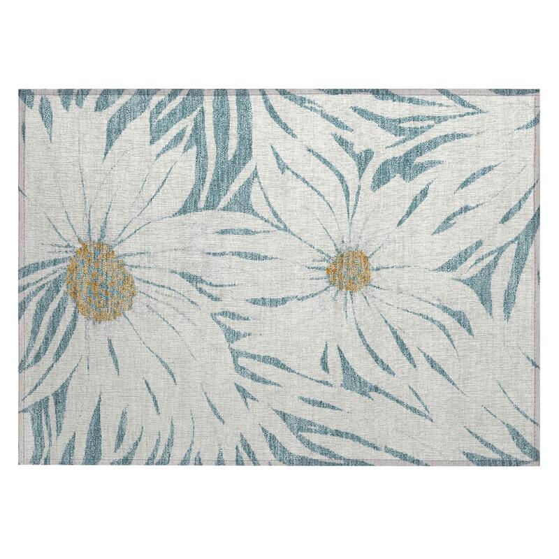 Machine Washable Indoor/ Outdoor Floral Chantille Rug