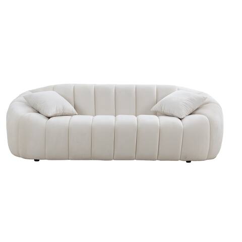 Modern Deep Channel Tufted 3-Seater Sofa in Velvet - 87"Wx40"Dx27"H