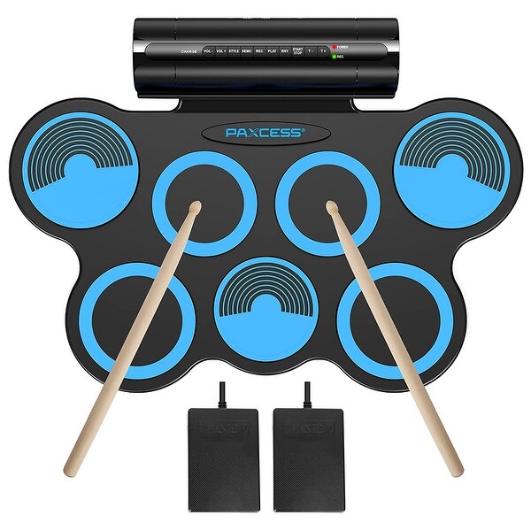 PAXCESS 7 Pad Electronic Drum Set with Speakers, Headphone Jack