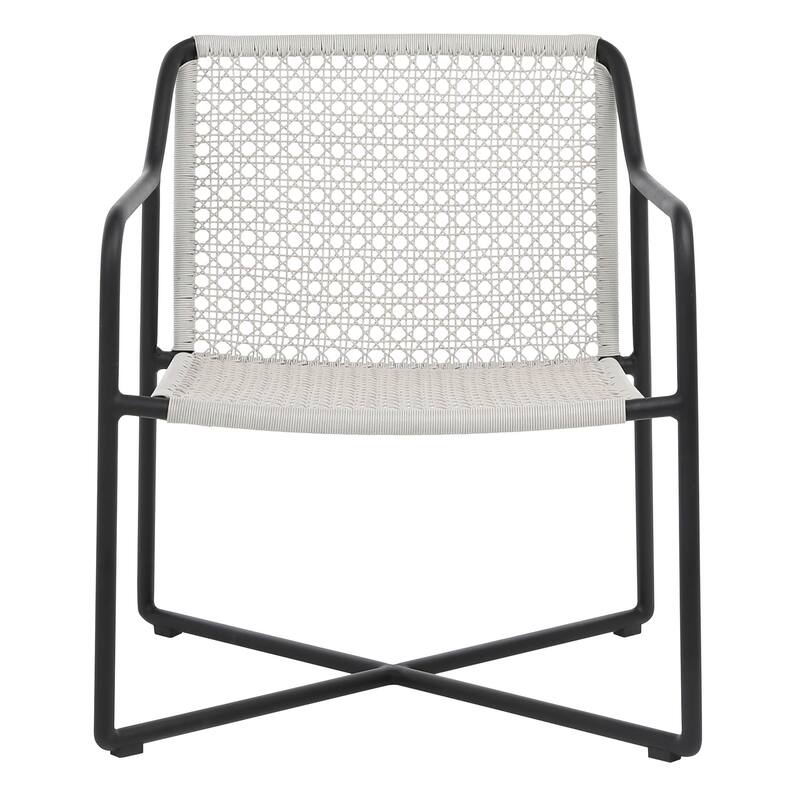 Catalina Indoor-Outdoor Grey and Black Woven Rope and Iron Occasional Chair