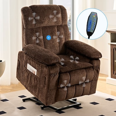 Mixoy Velvet Power Lift Recliner Chair,Dual Motor Heat Massage Electric Recliners Arm Chair with Remote