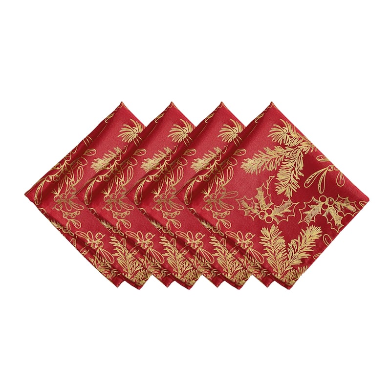 Foil Woodland Holiday Fabric Napkins, Set of 4 - Set of 4