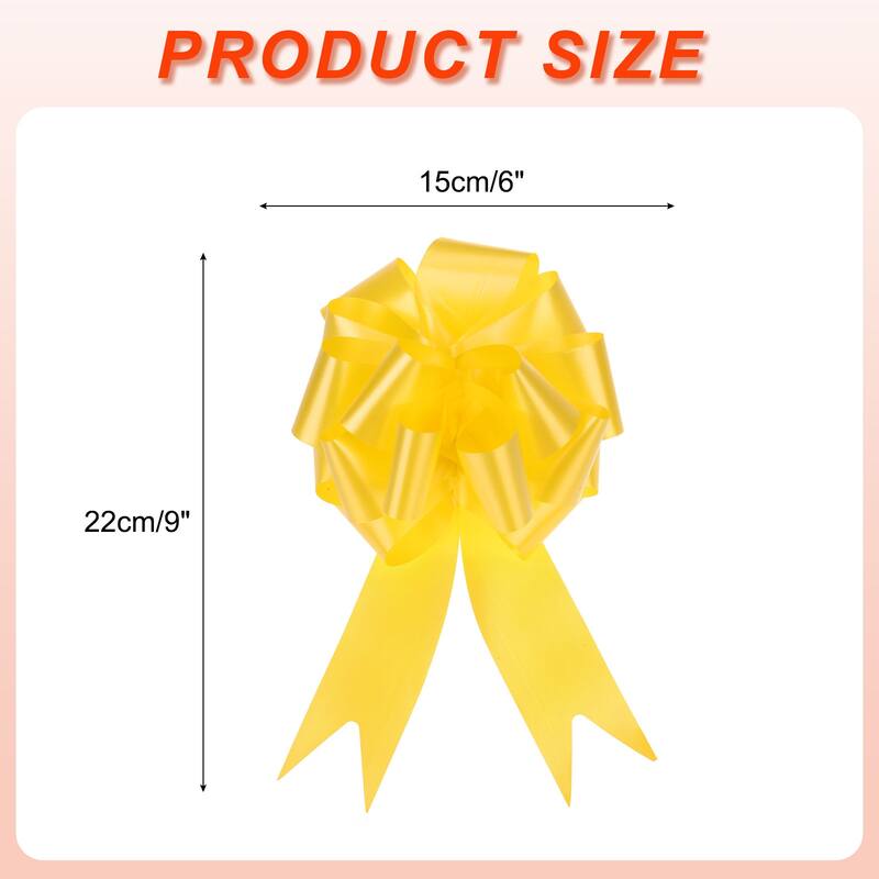 10pcs Large Pull Bow Big Gift Wrapping Bows Ribbon for Christmas Bow - Yellow - 6 Inch