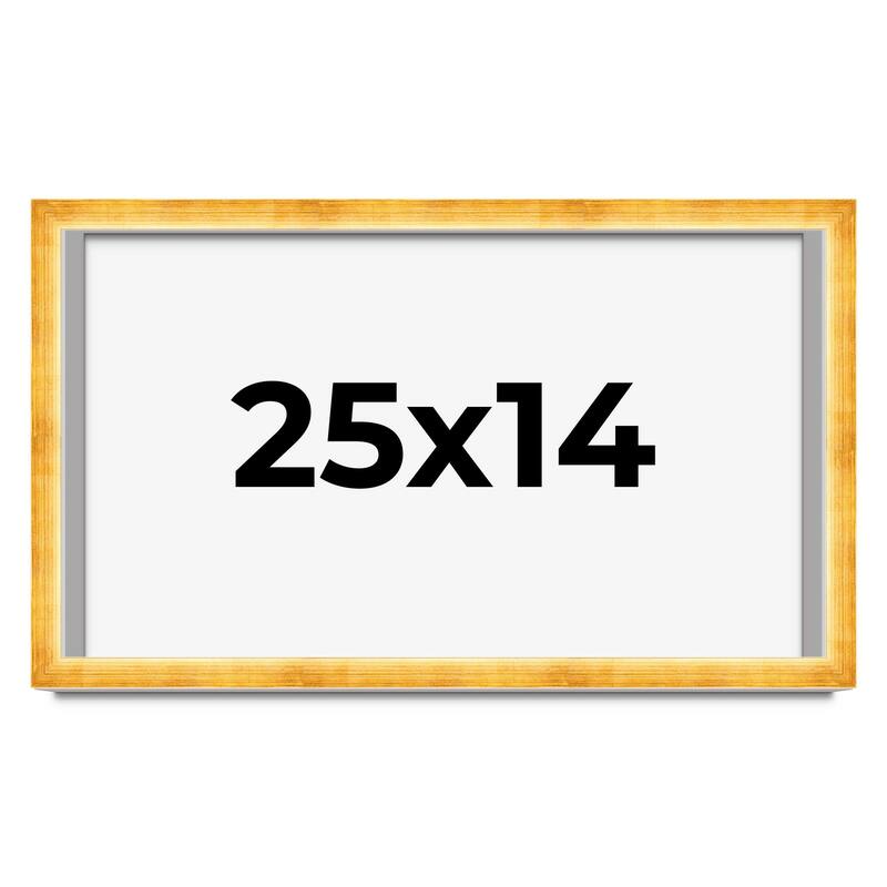25x14 Shadow Box Frame Gold | 1.625 Inches Deep Real Wood Traditional