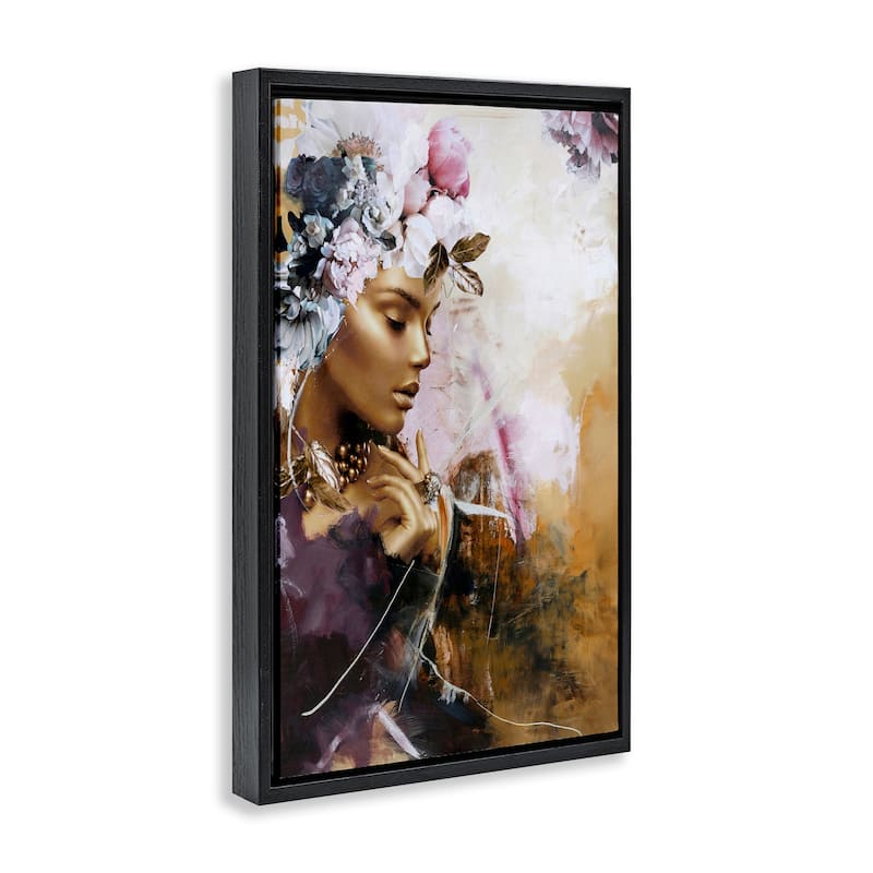 Stupell Elegant Woman & Florals Framed Floater Canvas Wall Art Design By Design Fabrikken
