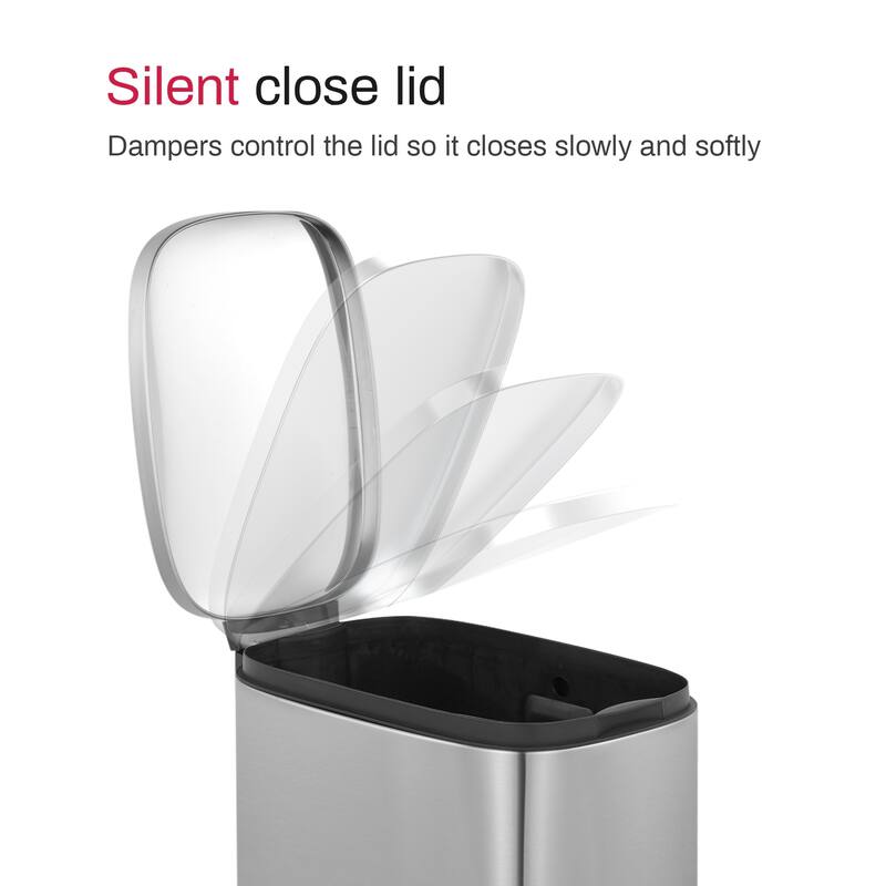 Innovaze 13 Gal./50 Liter Slim Stainless Steel Step-on Trash Can for Kitchen