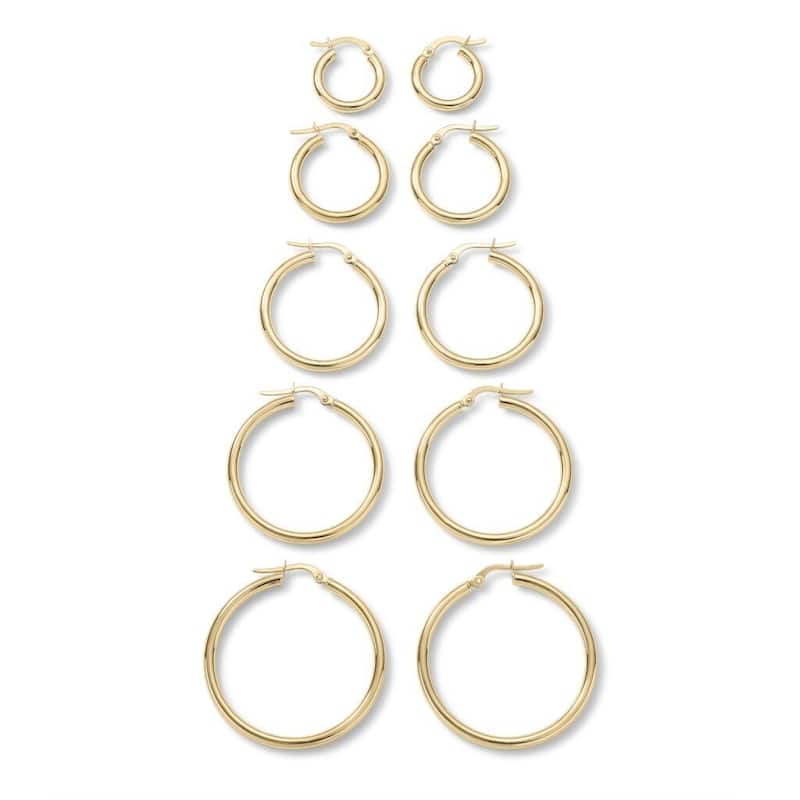 Clover 14k Yellow Gold Skinny High-Polish Round Hoop Earrings 2.5mm