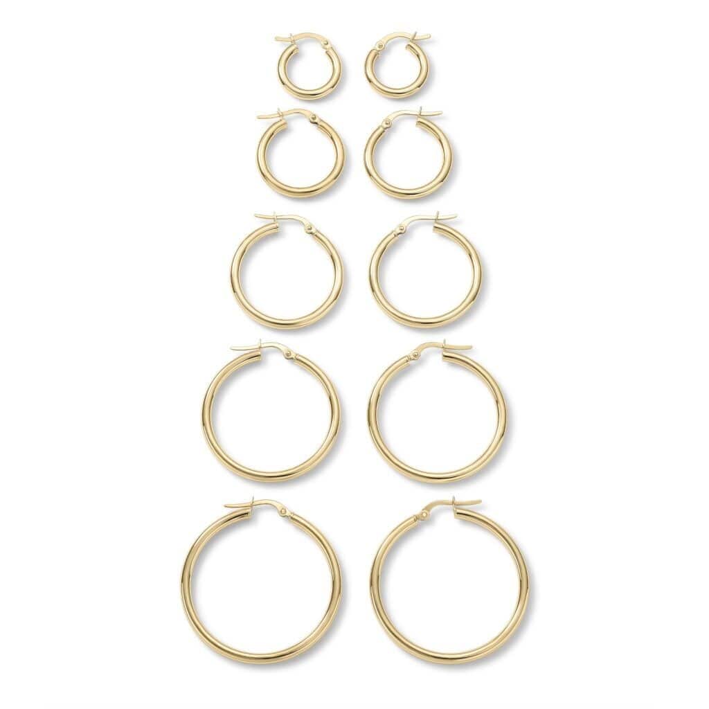 Clover 14k Yellow Gold Skinny High-Polish Round Hoop Earrings 2.5mm