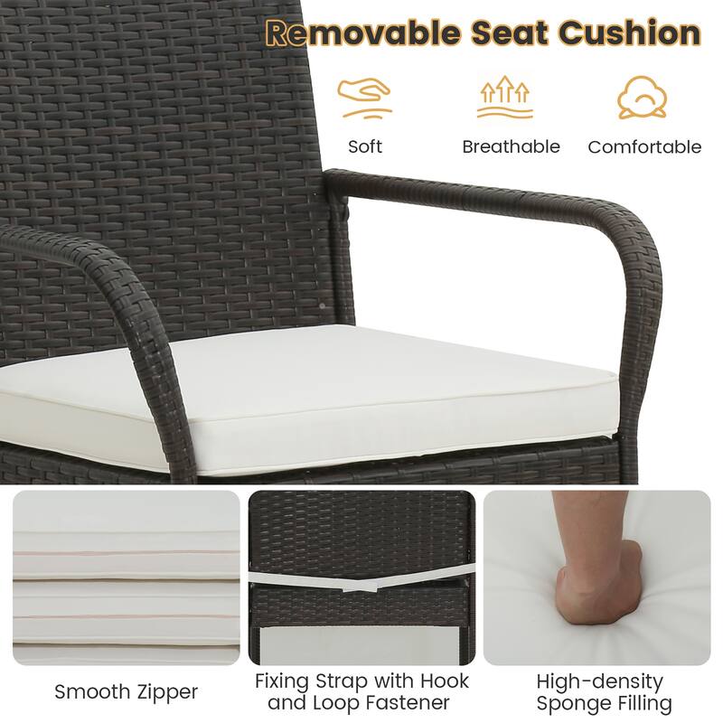 Gymax 4PCS Patio PE Wicker Bar Chairs Counter Height Barstools With