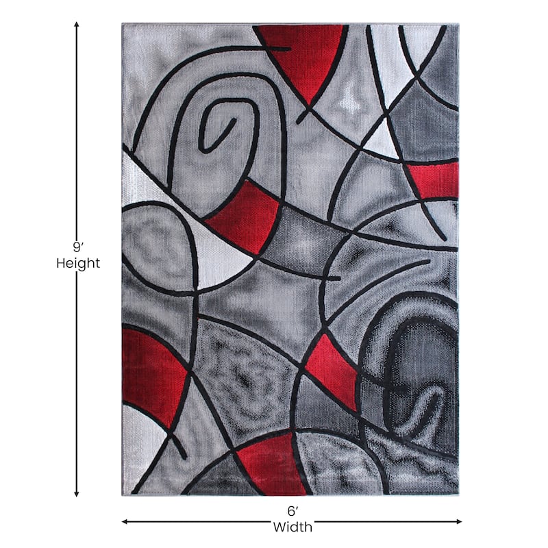 Modern Olefin Accent Area Rug - Abstract Pattern