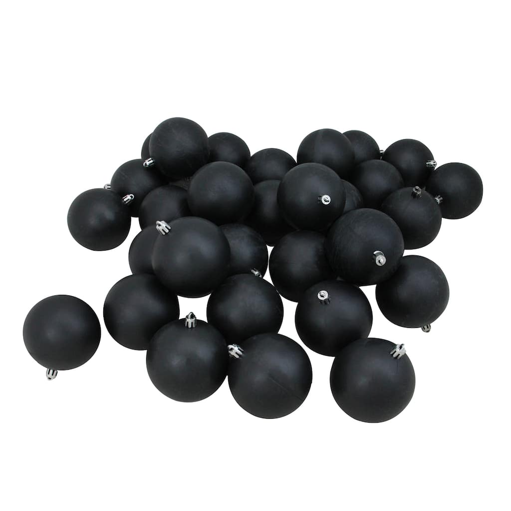 32ct Black Shatterproof Christmas Ball Ornaments 3.25" (80mm)