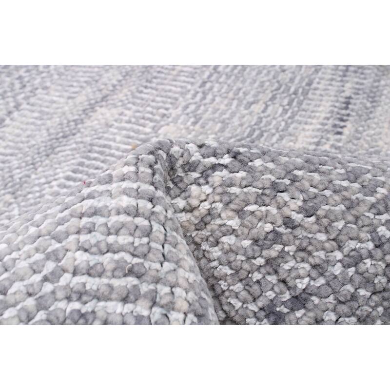 ECARPETGALLERY Hand-knotted Silk Shadow Grey Wool Rug - 8'9 x 11'9