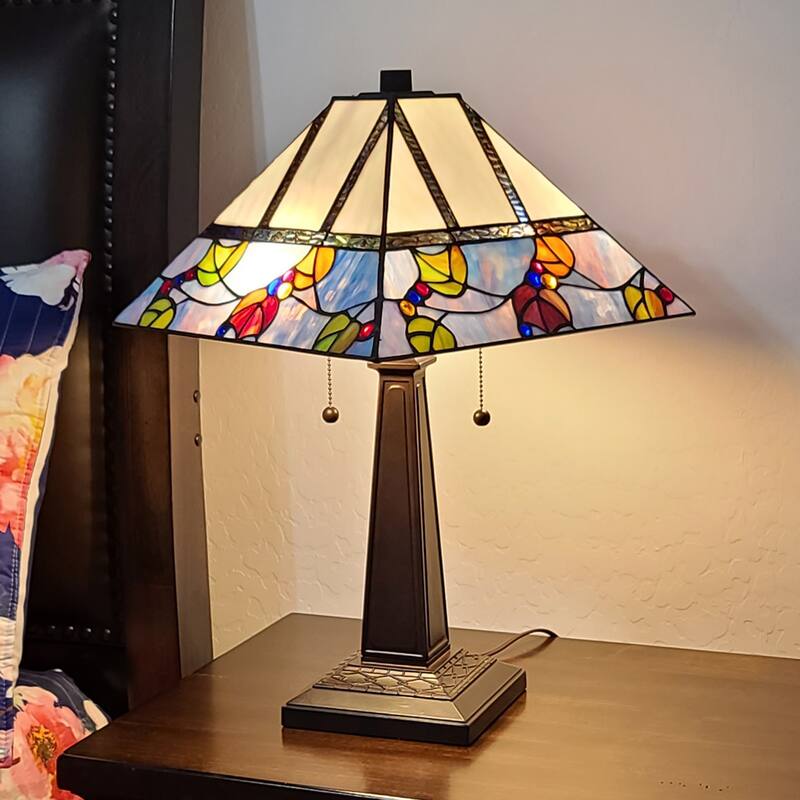 Tiffany Style Berries/Leaves Mission Table Lamp 22" Tall Amora Lighting