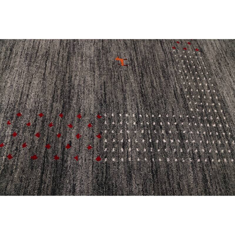 ECARPETGALLERY Hand Loomed Kashkuli Gabbeh Dark Grey Wool Rug - 7'11 x 9'10