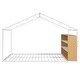 preview thumbnail 4 of 24, Full Size Metal Wood House Bed with Shelves & Lights