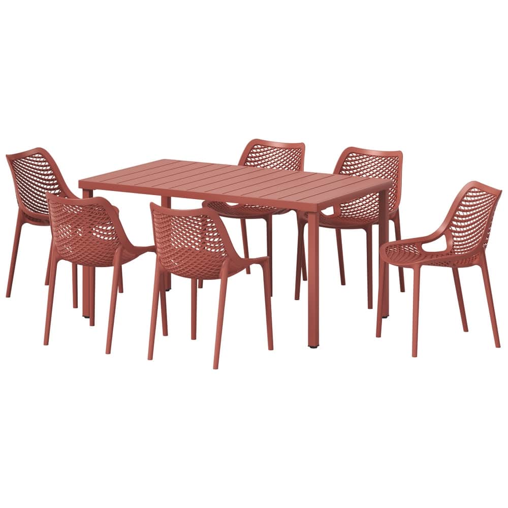 Frond and Form 6-Person Outdoor Rectangular Dining Set