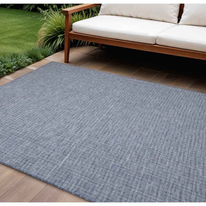 HomeRoots Contemporary Rectangle Outdoor Rug - 10' X 14' - Blue - 10' X 14'
