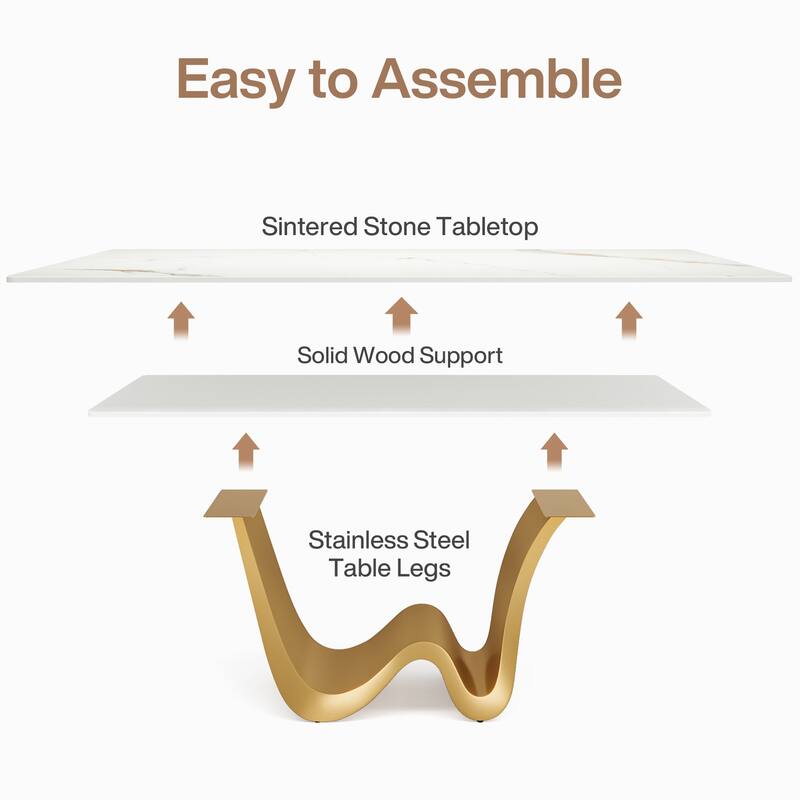 78.74" Large Modern Luxury Rectangle Dining Table, Kitchen Dinner Accent Table