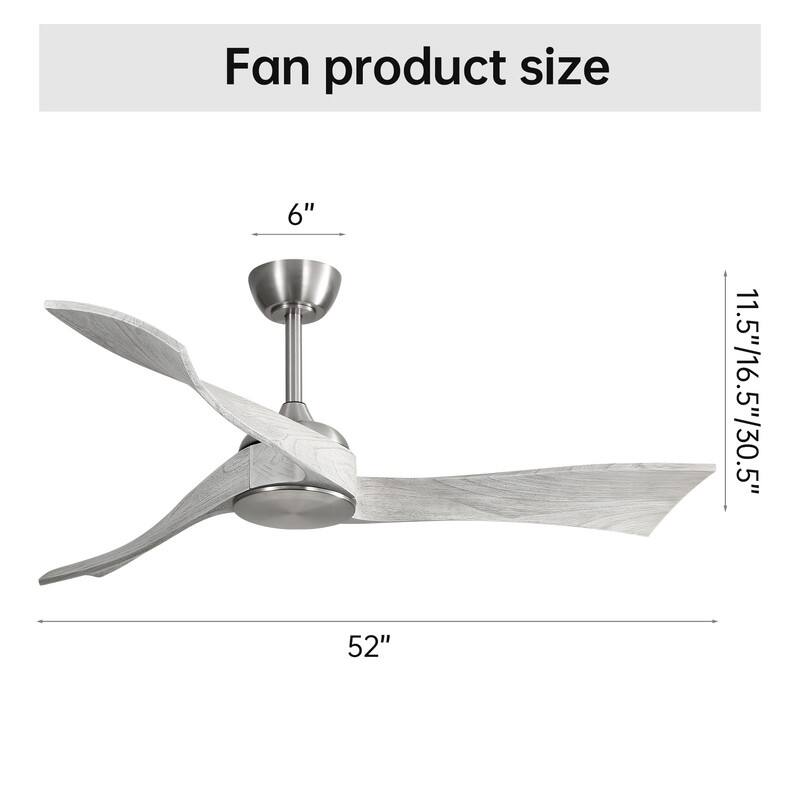 52''/60" Large Ceiling Fan without Lights, Remote Control and Reversible Motor Included, 3 Wood Blades