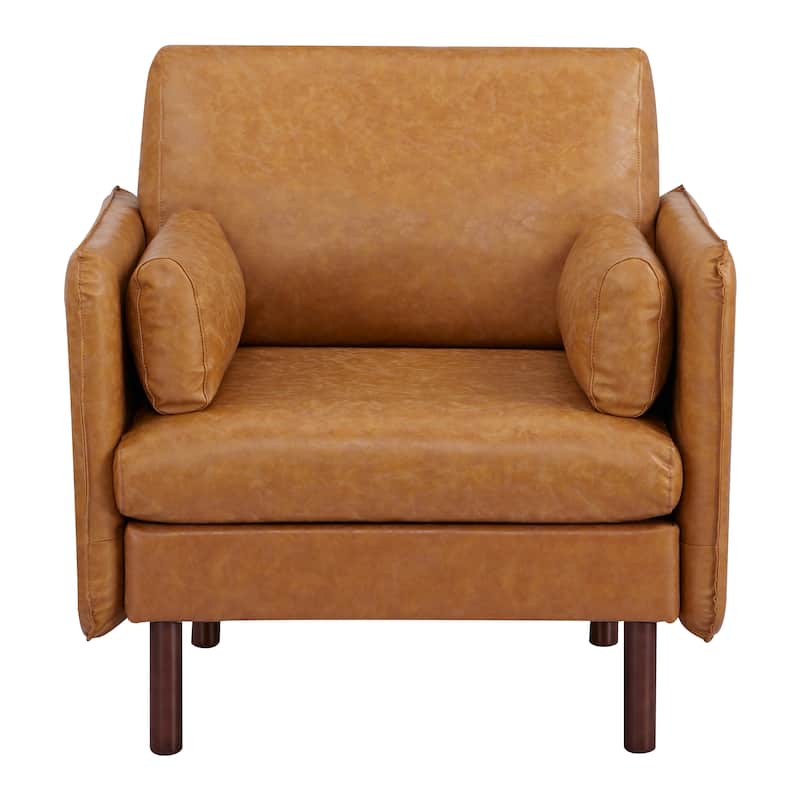 Yucca Modern Accent Chair, Polyester / Vegan Leather Armchair - Includes 2 throw pillows