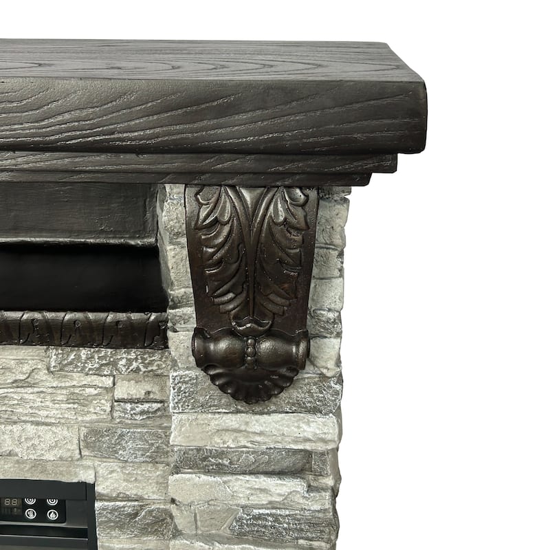45" Electric Fireplace MGO Mantel with Faux Brick, 23" Firebox Insert and Remote Control Included